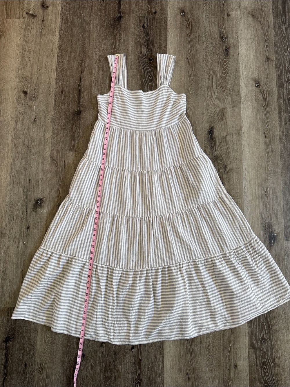 Madewell Striped Tiered Sundress in Light Gray and White Size L - Picture 3 of 11